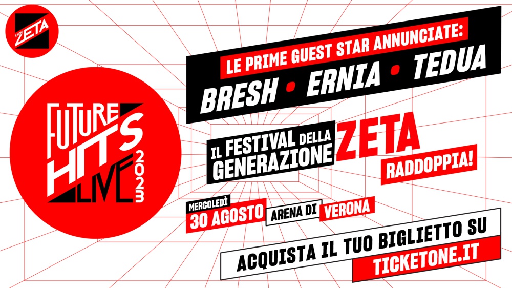 Future Hits Live, fra le prime special guests annunciate, tre grandi nomi amati dalla Generazione Zeta: Bresh, Ernia e Tedua!